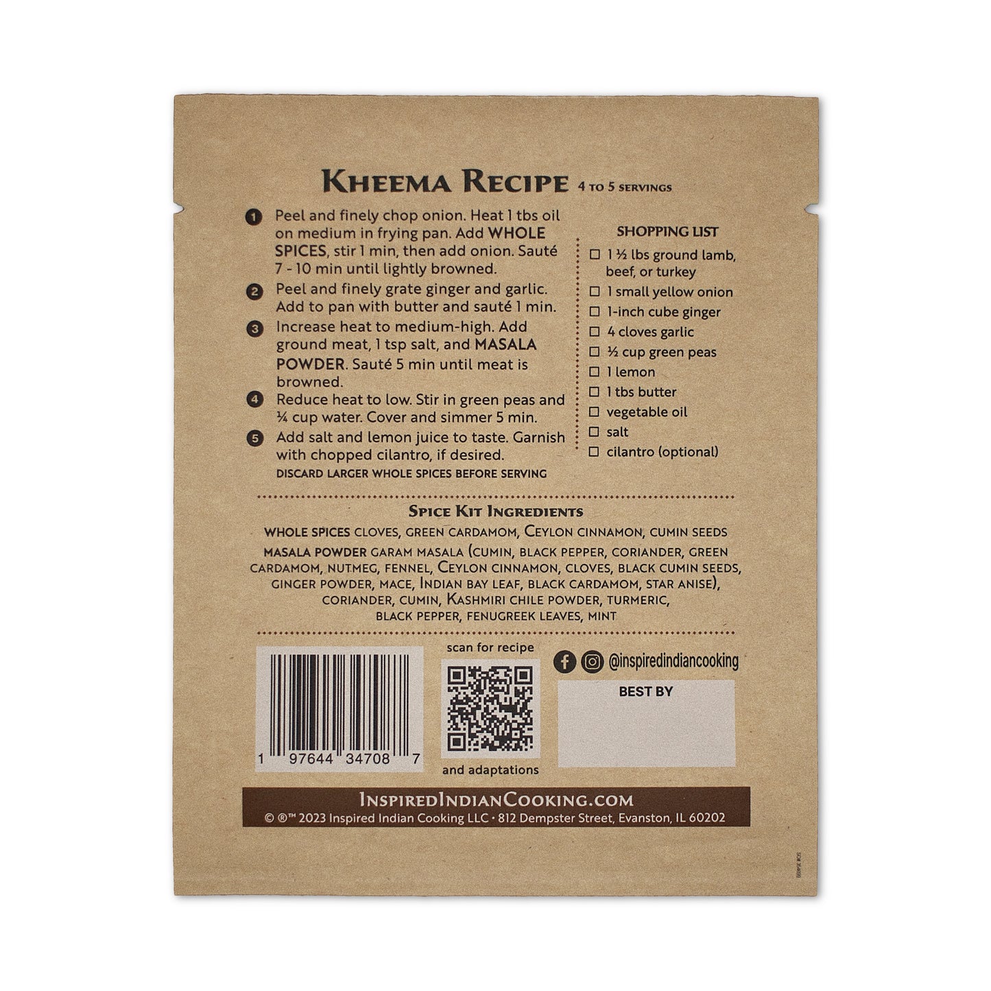 Kheema Recipe back Package