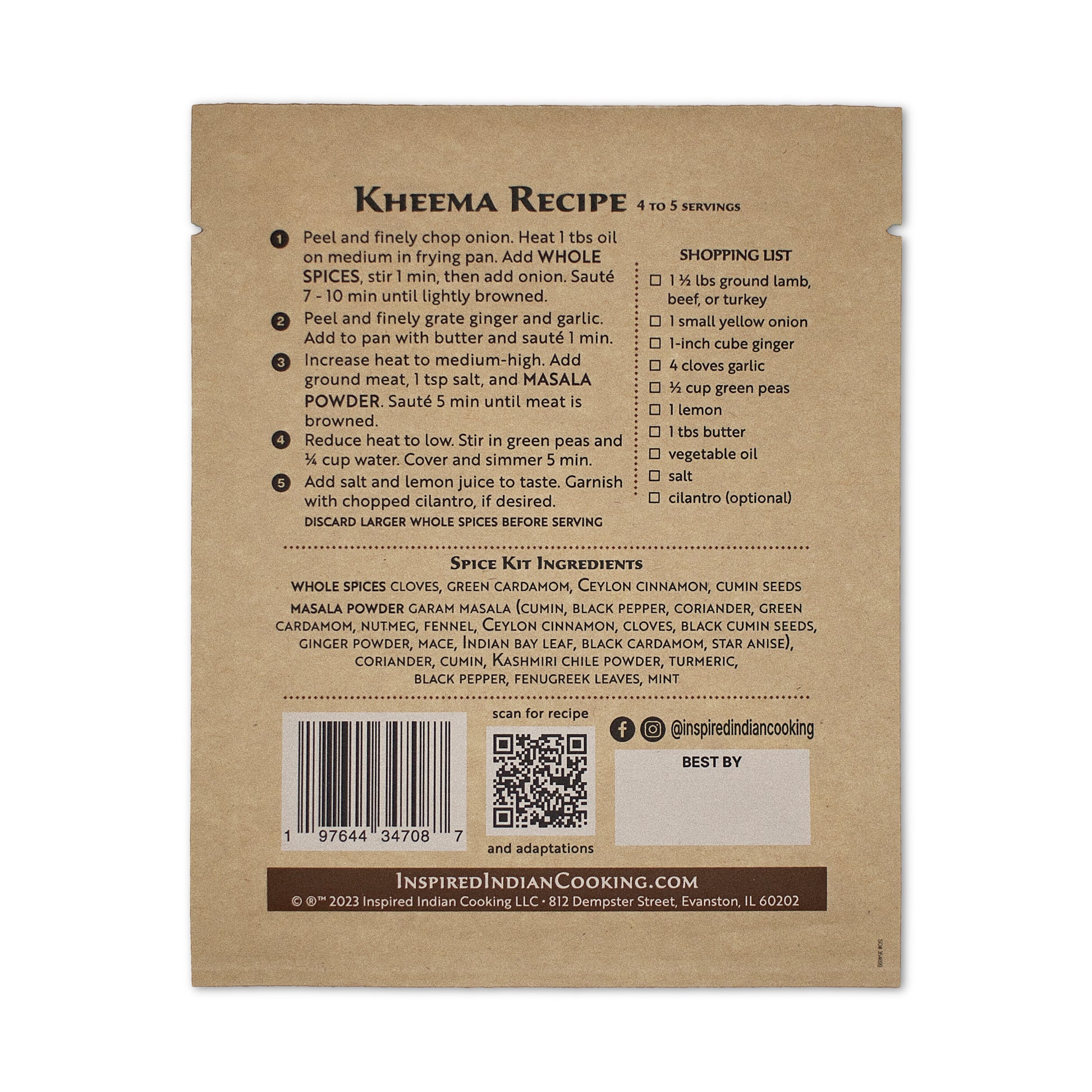 Kheema Recipe back Package